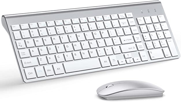 Photo 1 of **MISSING CONNECTOR FOR KEYBOARD**
Wireless Keyboard and Mouse Ultra Slim Combo, TopMate 2.4G Silent Compact USB Mouse and Scissor Switch Keyboard Set with Cover, 2 AA and 2 AAA Batteries, for PC/Laptop/Windows/Mac - Silver White
