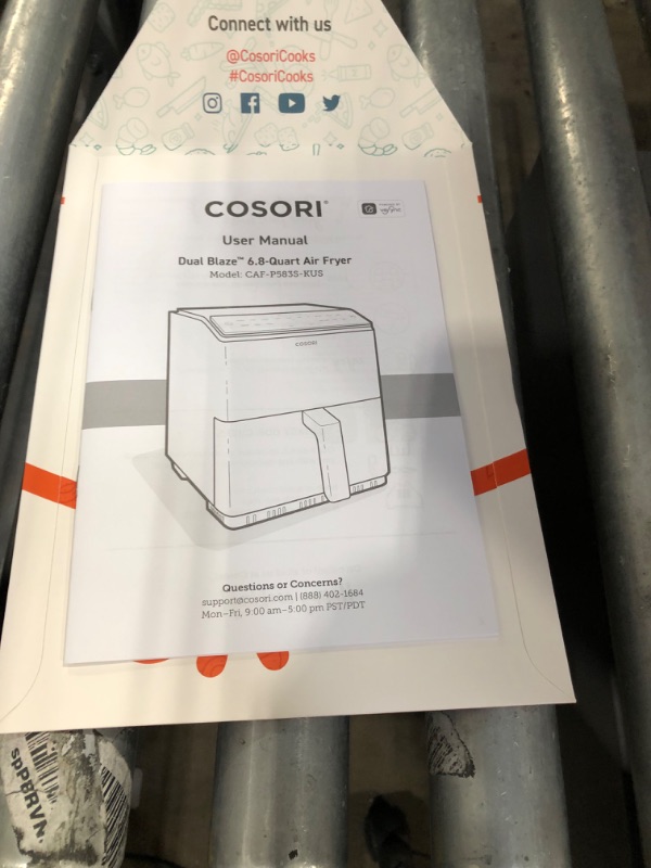 Photo 1 of COSORI Smart Air Fryer 6.8 Qt, No Preheating & No Shaking, Dual Blaze Tech for Quicker Cooking and Even Results, Works with Alexa & Google Assistant, 12-in-1 with Airfryer, Roast, Broil, Bake, 1750W
