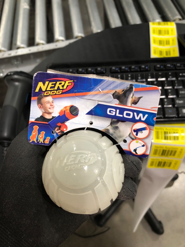 Photo 2 of Nerf Dog Tennis Ball Blaster Dog Toy white, 2.5 Inch Glow Reload Ball
