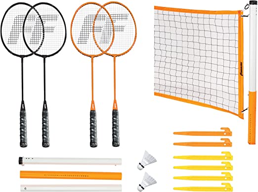 Photo 1 of Franklin Sports Badminton Net + Rackets Set - Portable Backyard Badminton Set with (4) Rackers + (2) Birdies - Adult + Kids Set - Classic
