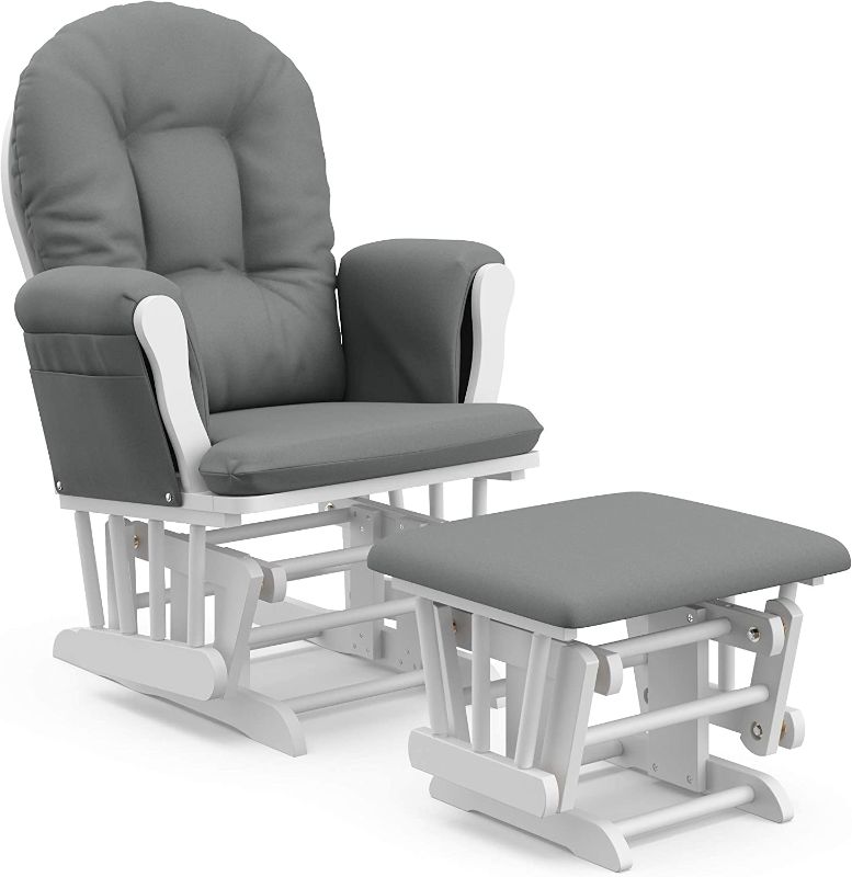 Photo 1 of (Incomplete - Parts Only) Storkcraft Premium Hoop Glider and Ottoman (White Base, Gray Cushion)