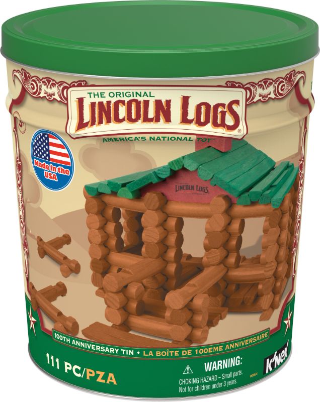 Photo 1 of damaged 
Lincoln Logs 100th Anniversary 111 Pieces Collectible Tin

