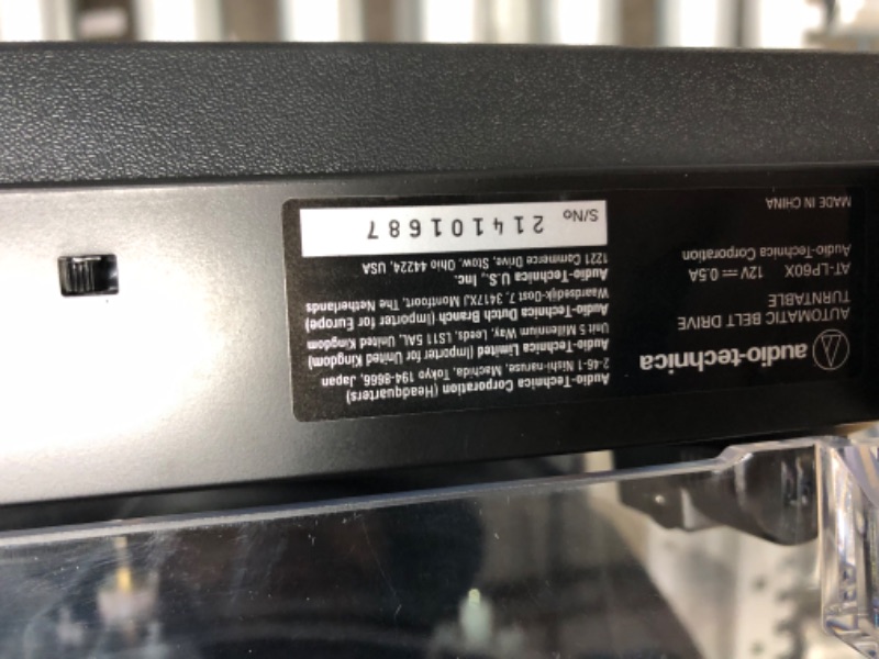 Photo 3 of NOT FUNCTIONAL, Audio-Technica AT-LP60X-GM Fully Automatic Belt-Drive Stereo Turntable, Gunmetal/Black, Hi-Fi, 2 Speed, Dust Cover, Anti-Resonance, Die-Cast Aluminum Platter
**DID NOT POWER ON**