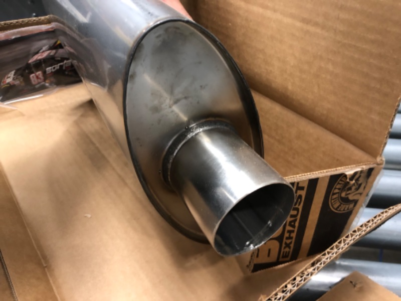 Photo 1 of Borla 40358 Borla Pro XS Muffler Center/Offset Oval 2.5 in. Inlet 2.5 in. Outlet 14 in. x 4.0 in. x 9.5 in. Case Size 19 in. Overall Length Unnotched T-304 Stainless Steel Borla Pro XS Muffler