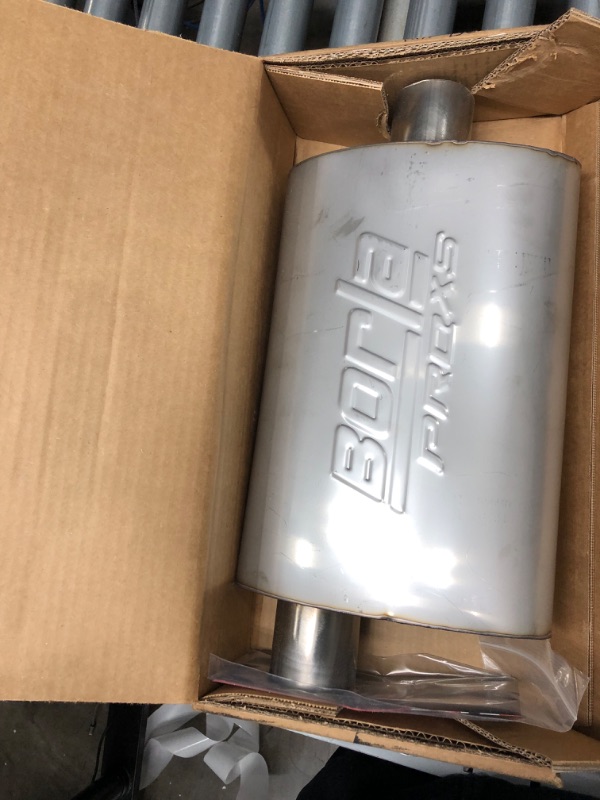 Photo 1 of Borla 40358 Borla Pro XS Muffler Center/Offset Oval 2.5 in. Inlet 2.5 in. Outlet 14 in. x 4.0 in. x 9.5 in. Case Size 19 in. Overall Length Unnotched T-304 Stainless Steel Borla Pro XS Muffler