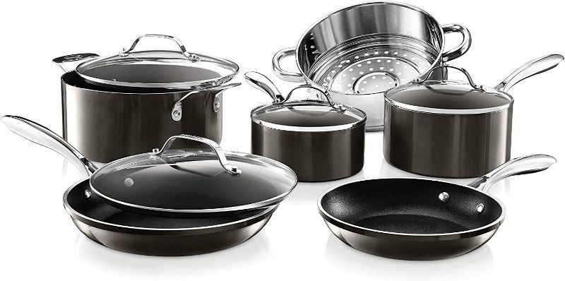 Photo 1 of **SMALL DENTS**
GOTHAM STEEL Platinum Cast 10 Piece Pots and Pans Kitchen Cookware Set with Ultra Nonstick Diamond Surface, Oven & Dishwasher Safe, 100% PFOA Free
