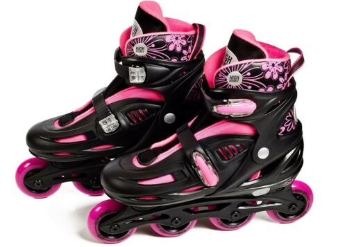 Photo 1 of Adjustable Inline Skates Outdoor Roller Skates Black/Pink Large 6-9
