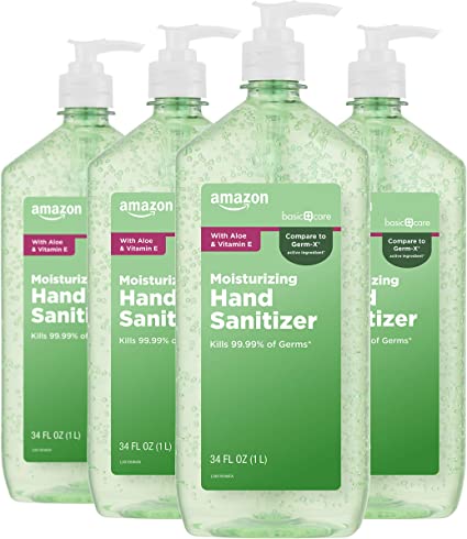 Photo 1 of amazon basics care aloe hand sanitizer 62% 34 fluid ounce pack of 4