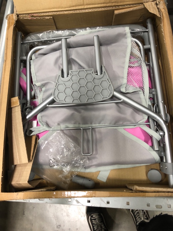 Photo 2 of Badger Basket Trek 3 Wheel Folding Twin Doll Jogging Stroller with Rubber Padded Handle - Gray and Pink
**USED**