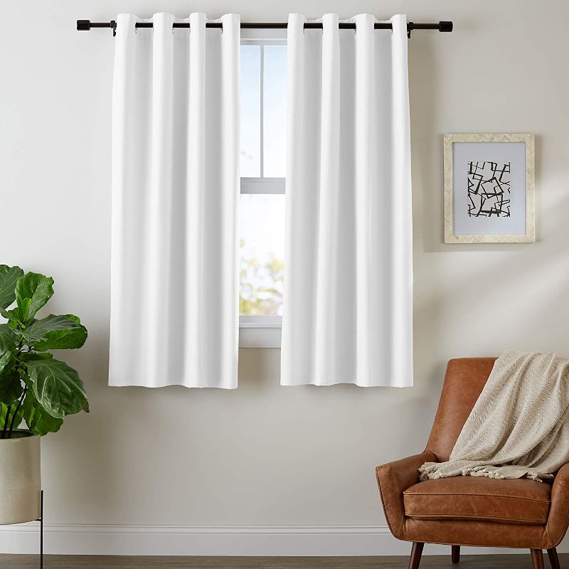 Photo 1 of **ONE PANEL ONLY**
Amazon Basics Room Darkening Blackout Window Curtains with Back Tab Hanging Loops - 52" x 63", White
