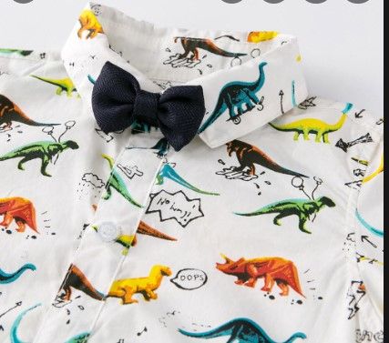 Photo 1 of BOYS TODDLER SIZE 2/3 T
JOOM TODDLERS BOYS DINOSAUR GENTLMAN BOWTIE SHIRT ROMPER  SUSPENDERS PANTS SET