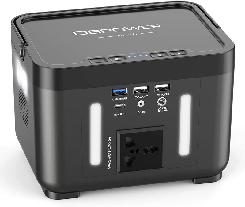 Photo 1 of 250W Portable Power Station, 178Wh Portable Power Bank with 110V/Peak 350W AC Outlet, 5 Output Ports Lithium Emergency Backup Power Supply with LED Light for CPAP Outdoors Tent Camping RV Fishing