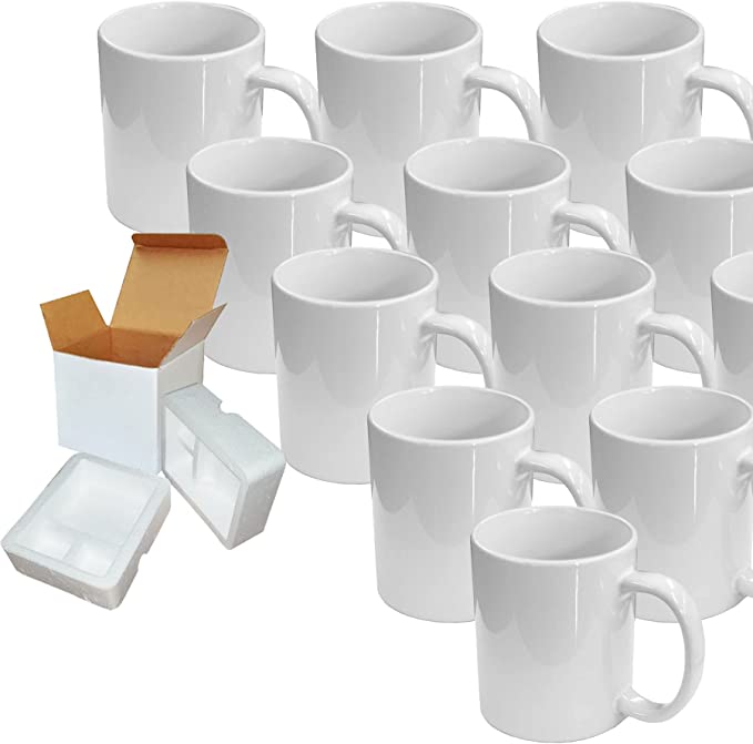 Photo 1 of 11oz Sublimation Mugs With Gift Mug Box. Mugs - Cardboard Box with Foam Supports Case of 12

