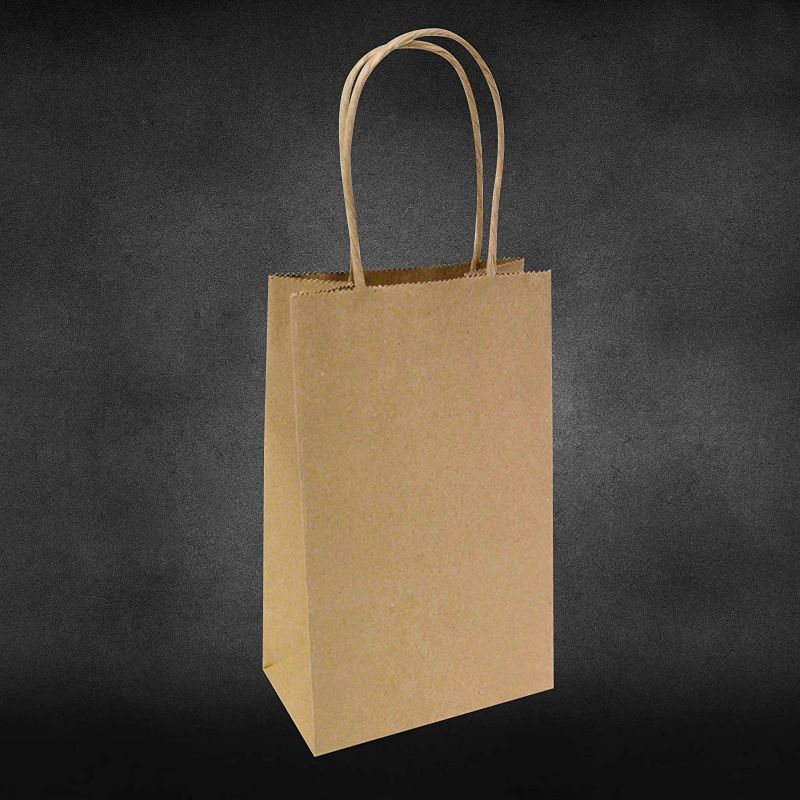 Photo 1 of 5.25"x3.25"x8" - 100 Pcs - Brown Kraft Paper Bags, Shopping, Merchandise, Party, Gift Bags
