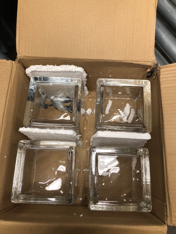 Photo 1 of square Glass Vases 4"x4" Clear Cube Flower Vase for Wedding Centerpiece Candle Holder Home Decor, Set of 4