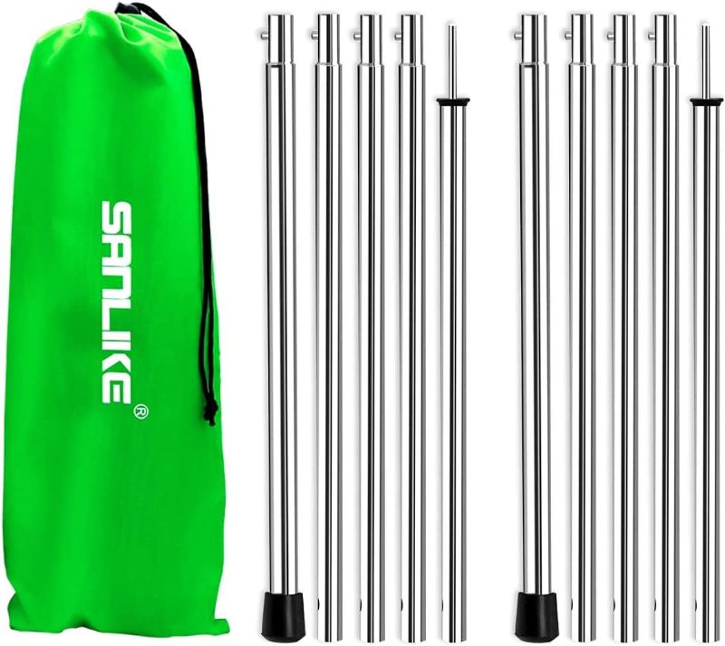 Photo 1 of SAN LIKE Telescoping Tarp Poles Adjustable Tent Poles for Tarp Canopy Poles for Camping Canopy Awning Shelter Backpacking Hiking - (Adjustable Length - Steel Increase Thinckness)