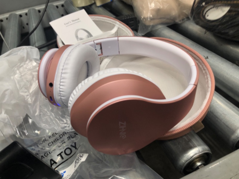 Photo 2 of Bluetooth Headphones Over-Ear, Zihnic Foldable Wireless and Wired Stereo Headset Micro SD/TF, FM for Cell Phone,PC,Soft Earmuffs &Light Weight for Prolonged Wearing(Rose Gold)