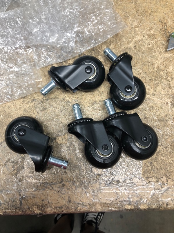 Photo 1 of Office Chair Caster Wheels Set of 5 Heavy Duty & Safe for All Floors Including Hardwood 3" Rubber Replacement for Desk Floor Mats
