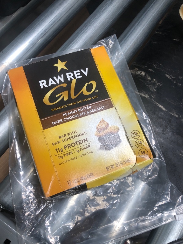 Photo 4 of ** exp 07/02/2023 Raw Rev Glo, Vegan High Protein Bars, Peanut Butter Dark Chocolate & Sea Salt, 11g Plant Based Protein, 3g Sugar, 13g Fiber, Keto-Friendly, Gluten-Free, Non-GMO, 1.6 Oz (Pack of 12)