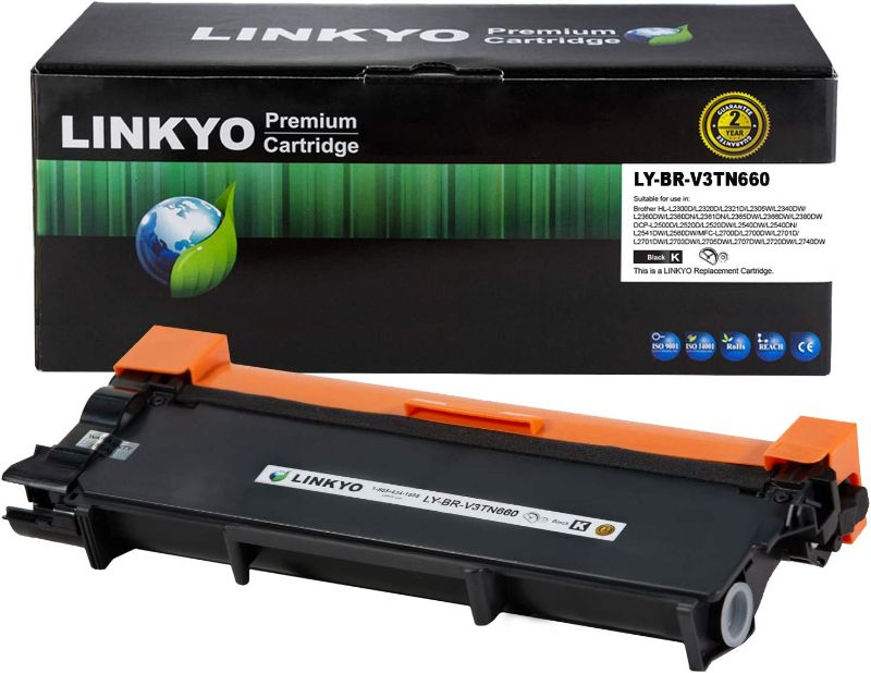 Photo 1 of LINKYO Compatible Toner Cartridge Replacement for Brother TN660 (1-Pack, Design V3)
