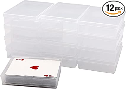 Photo 1 of 12 Pack Playing Card Deck Boxes, Empty Plastic Storage Box Fits Baseball Trading Cards, Gaming Cards, Snaps Closed
