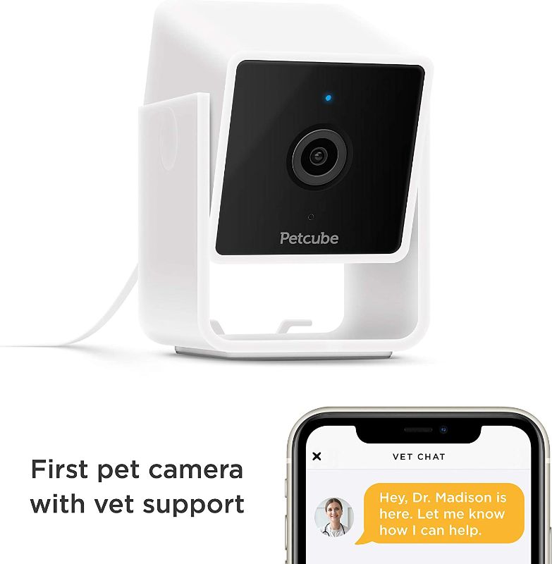 Photo 1 of Petcube Cam Pet Monitoring Camera with Built-in Vet Chat for Cats & Dogs, Security Camera with 1080p HD Video, Night Vision, Two-Way Audio, Magnet Mounting for Entire Home Surveillance
