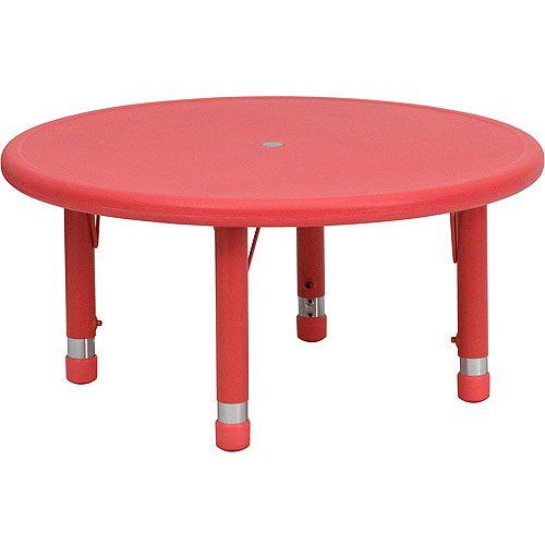 Photo 1 of Adjustable Height Round Plastic Activity Table 33, Red