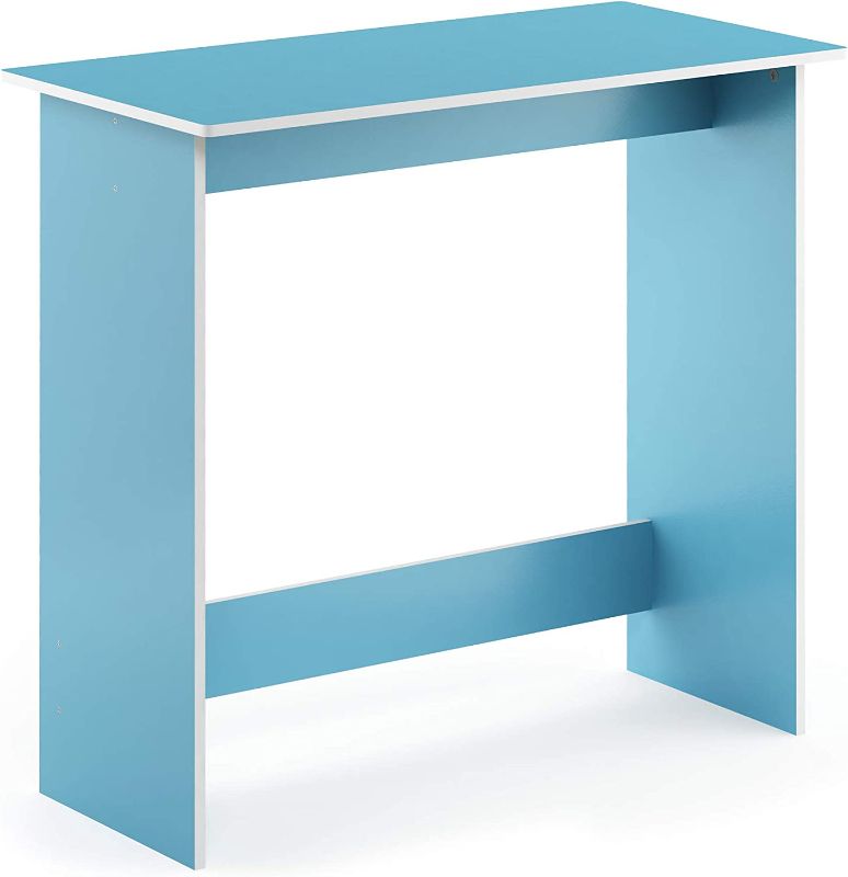 Photo 1 of Furinno Simplistic Parsons Study Table, Light Blue/White