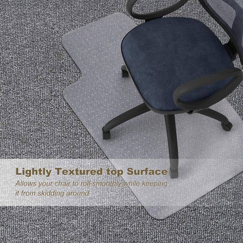 Photo 1 of Kuyal Office Chair Mat for Carpets,Transparent Thick and Sturdy Highly Premium Quality Floor Mats for Low, Standard and No Pile Carpeted Floors, with Studs (36" X 48" with Lip)