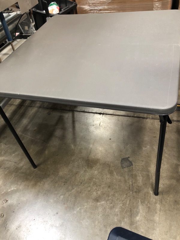 Photo 2 of Flash Furniture 34'' Square Bi-Fold Dark Gray Plastic Folding Table with Carrying Handle