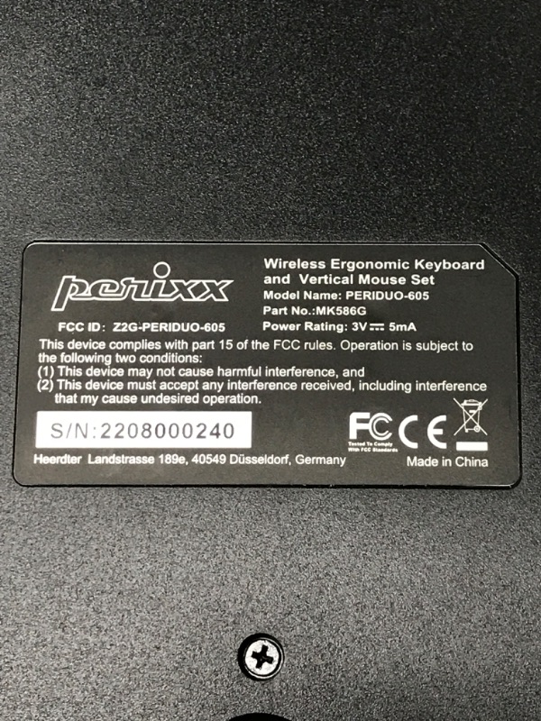 Photo 3 of Perixx Periduo-605, Wireless Ergonomic Split Keyboard and Vertical Mouse Combo, Adjustable Palm Rest and Membrane Low Profile Keys, Black, US English Layout (11633)