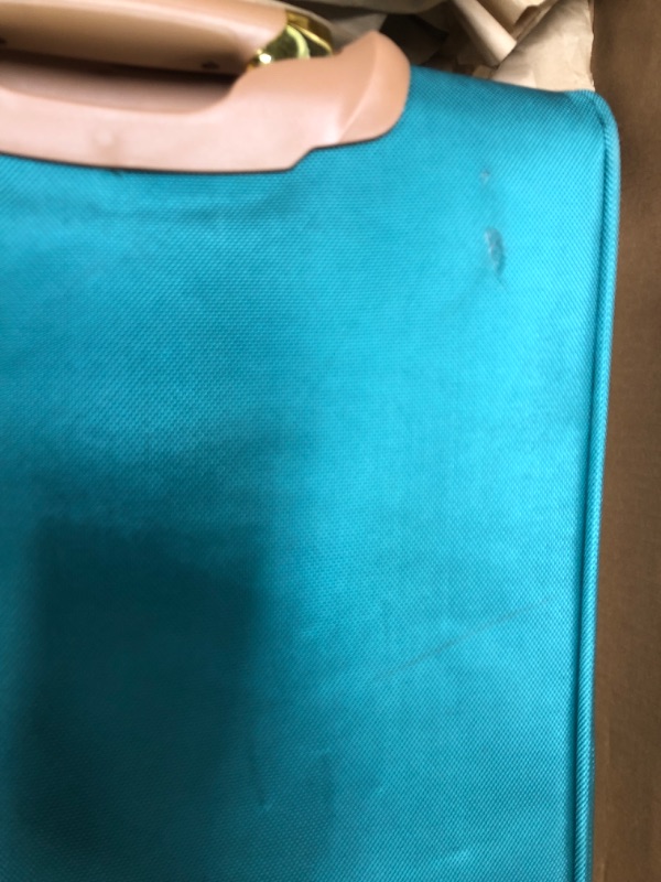 Photo 2 of ***MINOR STAIN*** Steve Madden Designer 20 Inch Carry On Luggage Collection - Lightweight Softside Expandable Suitcase for Men & Women - Durable Bag with 4-Rolling Spinner Wheels (Harlo Teal Blue) Harlo Teal Blue 20in