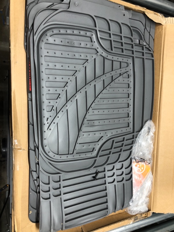 Photo 2 of Motor Trend FlexTough Advanced Gray Rubber Car Floor Mats - 3 Piece Front & Rear Trim to Fit Floor Mats for Cars Truck SUV, All Weather Automotive Liners with Traction Grips and Multiple Trim Lines