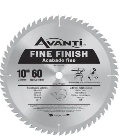 Photo 1 of 10 in. x 60-Tooth Fine Finish Circular Saw Blade
