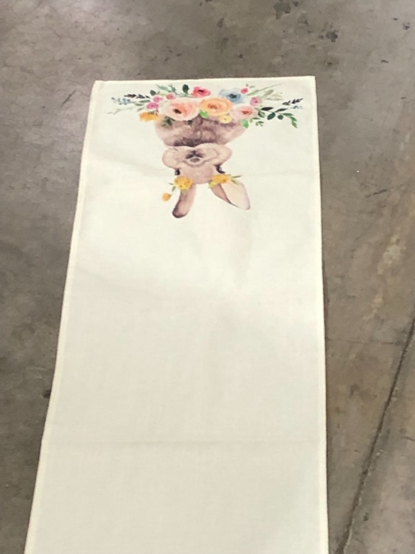 Photo 1 of 92 IN LONG BUNNY WITH FLOWERS CANVAS TABLE RUNNER