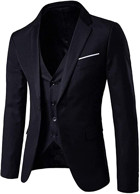 Photo 1 of Cloudstyle Mens 3-Piece Suit Notched Lapel One Button Slim Fit Formal Jacket Vest Pants Set X-LARGE
