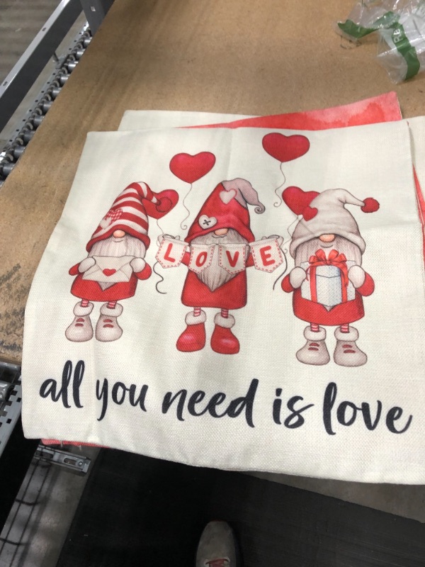 Photo 1 of 4 pack love gnomes canvas PILLOW COVER  VALENTINES  18" X 18"