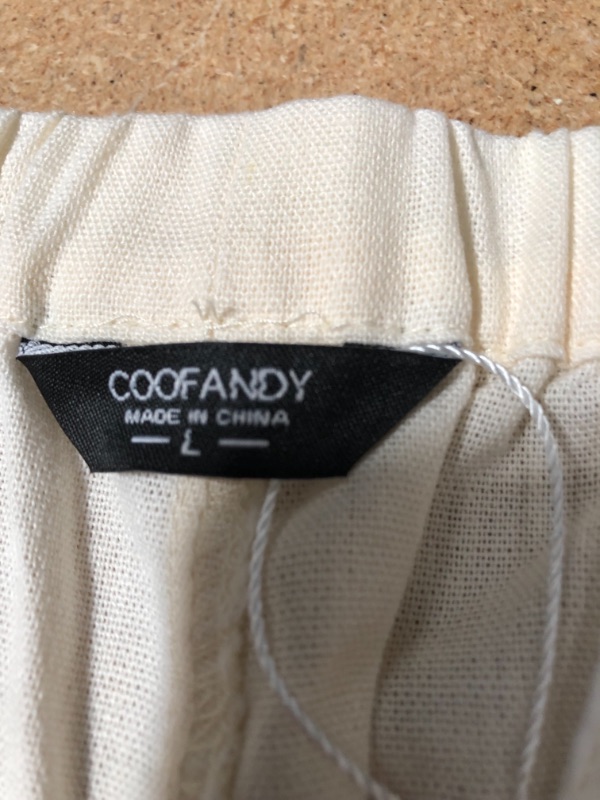 Photo 4 of COOFANDY Mens Linen Loose Casual Lightweight Elastic Waist Yoga Beach Pants LARGE