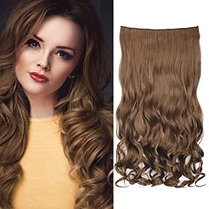 Photo 1 of REECHO 12" 1-pack 3/4 Full Head Curly Wave Short Clips in on Synthetic Hair Extensions Hair Pieces for Women 5 Clips- BROWN WITH Flat Top Kabuki Foundation Brush By KESHIMA - Premium Makeup Brush for Liquid, Cream, and Powder - Buffing, Blending, Flawless