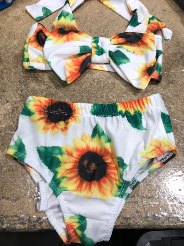 Photo 2 of Aalizzwell Baby Girl Bathing Suit, Toddler Girls Two Piece Swimsuit Halter Top Bikini Bottoms Swimming Suit
