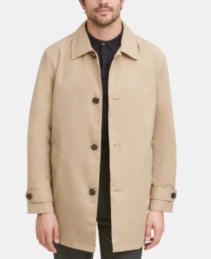 Photo 1 of Cole Haan Men S Button-Front Water Resistant Rain Coat in Khaki Color-Medium
