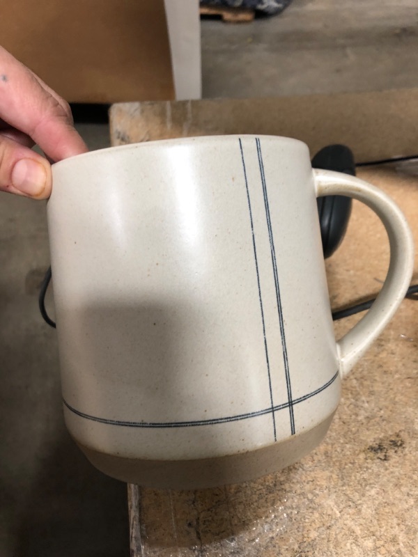 Photo 2 of 52oz Engineered Stripe Stoneware Pitcher Blue/Sour Cream - Hearth & Hand™ with Magnolia
