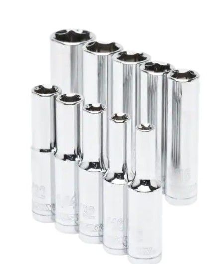 Photo 1 of 1/4 in. Drive Deep SAE Socket Set (10-Piece)
