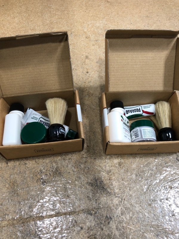 Photo 2 of (X2) Proraso Travel Sized Shaving Kit for Men | Pre-Shave Cream, Shaving Cream, After Shave Balm & Boar-Bristle Brush for All Skin Types
