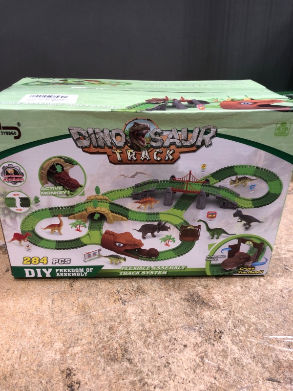 Photo 2 of BEMITON Dinosaur Toys Race Car Track, Create a Dinosaur World Road Race, Flexible Dinosaur Track Toys Set 273+ Pcs Christmas Birthday Gifts for 3 4 5 6 7 Years Old Boys Girls Kids
