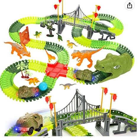 Photo 1 of BEMITON Dinosaur Toys Race Car Track, Create a Dinosaur World Road Race, Flexible Dinosaur Track Toys Set 273+ Pcs Christmas Birthday Gifts for 3 4 5 6 7 Years Old Boys Girls Kids
