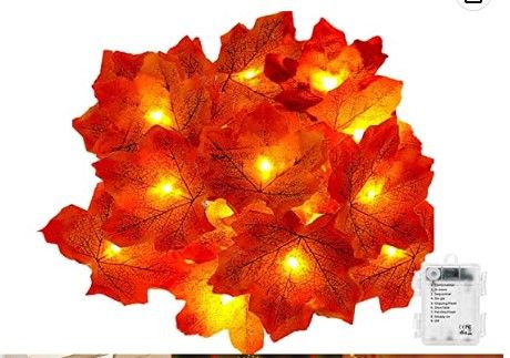 Photo 1 of (X4) Thanksgiving Fall Maple Leaves String Lights, 9.8Ft/20LED Autumn Maple Garland Fairy Light with 8 Modes 3AA Waterproof Battery Powered for Indoor/Outdoor Party Home Thanksgiving Halloween Decorations
