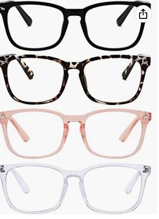 Photo 1 of (X2) 4 Pack Reading Glasses Blue Light Blocking Readers for Women Men Nerd Glasses Comfort Lightweight Eyeglasses
