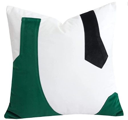Photo 1 of (X2) GADONTAN Mordern Patchwork Decorative Pillow Covers Soft Luxury Velvet Irregular Geometric Throw Pillow Covers Cushion Covers for Sofa Couch Living Room Bedroom (Green White Black 18x18inch)
