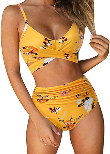 Photo 1 of RUUHEE 2-piece high-waisted floral print women's swimwear- SIZE MEDIUM 
